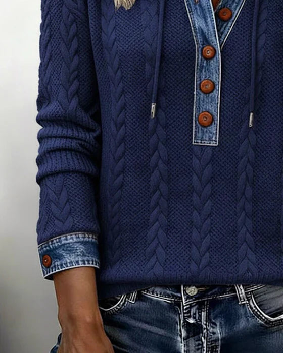 Norissea | Sudadera con capucha de punto y botones delanteros