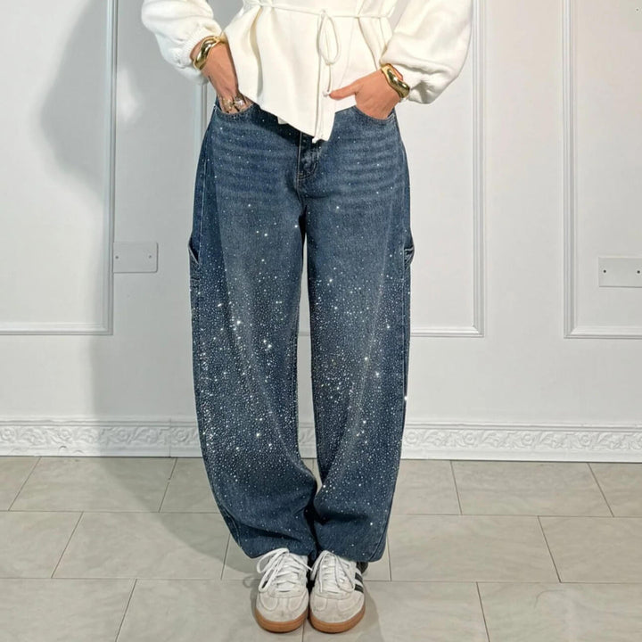 Raphaelle | Pantalones cargo de mezclilla con estrellas a la moda