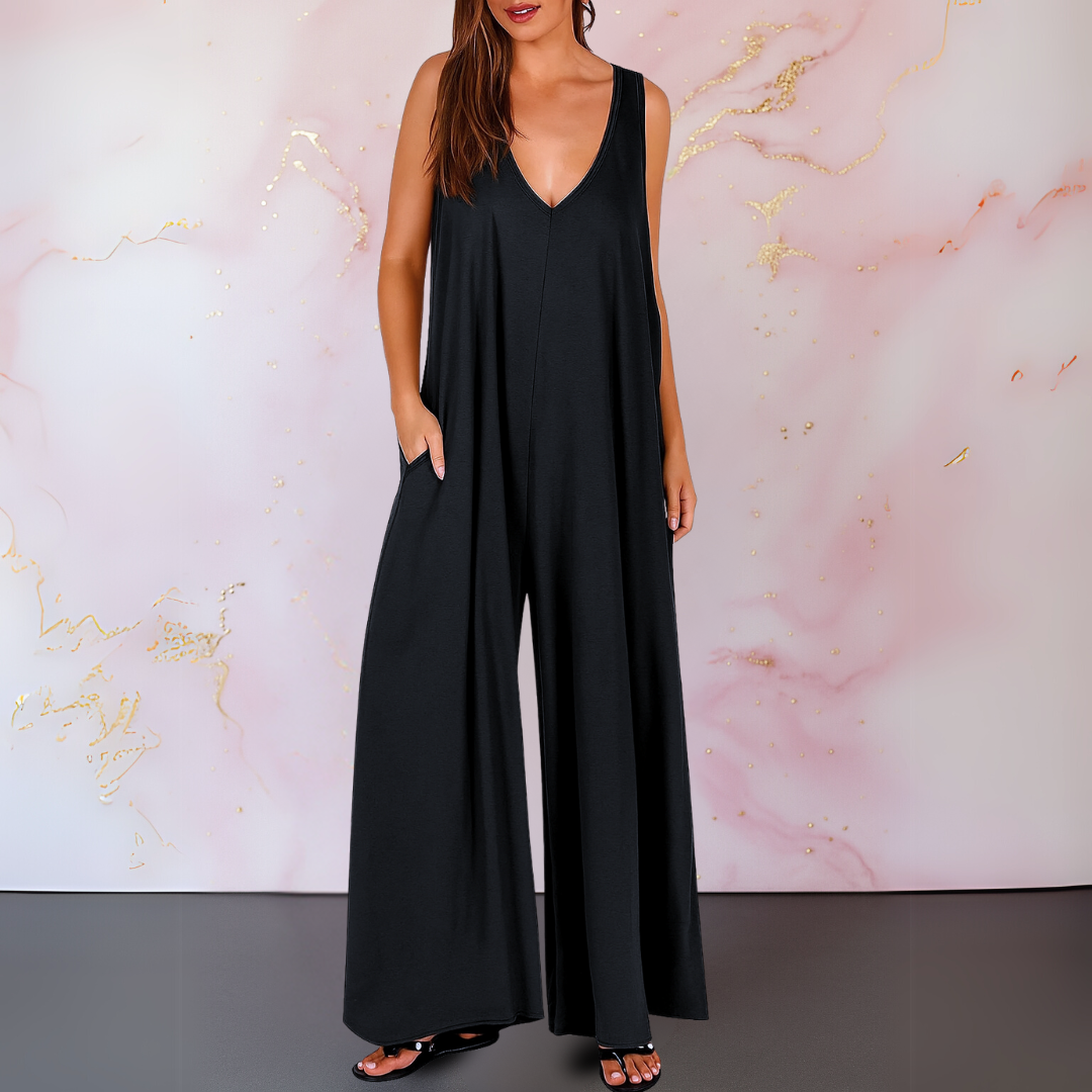 Nella Comfy V-Neck Jumpsuit | Relaxed Elegance in One Effortless Piece
