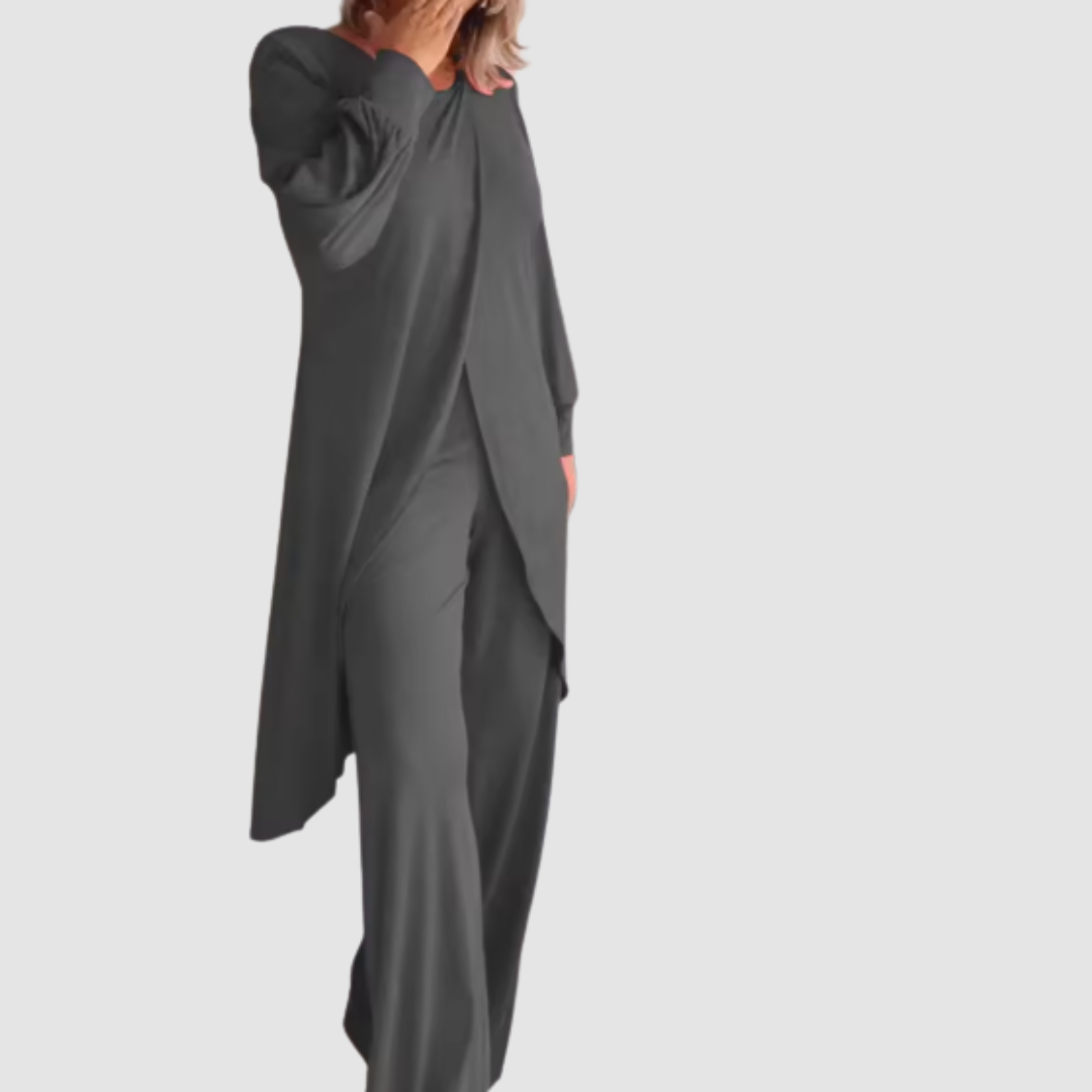 Conjunto elegante Laine de 2 piezas | Top largo y pantalones cómodos