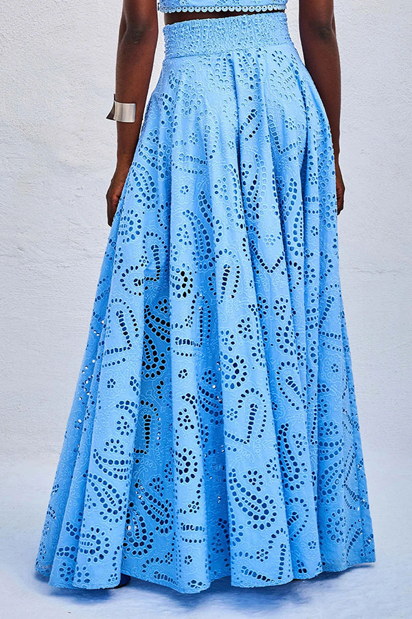Larissa Embroidered Top & High-Waist Maxi Skirt Set | Elegant Two Piece Outfit