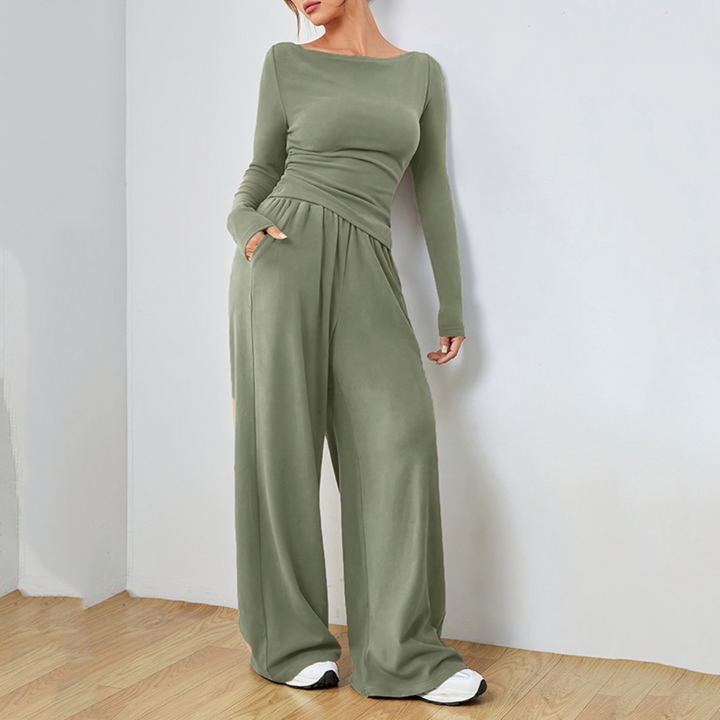 Conjunto Abigail Elegante e Aconchegante | Blusa e Calça de Caimento Relaxado