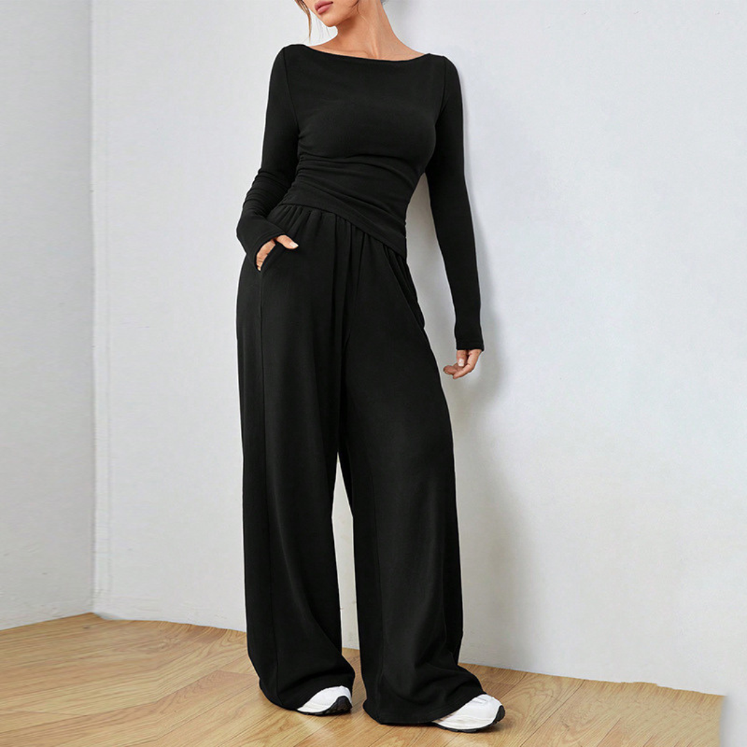 Conjunto Abigail Elegante e Aconchegante | Blusa e Calça de Caimento Relaxado