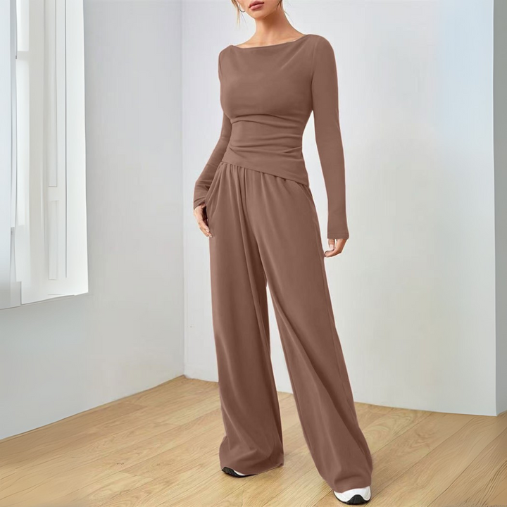 Conjunto Abigail Elegante e Aconchegante | Blusa e Calça de Caimento Relaxado