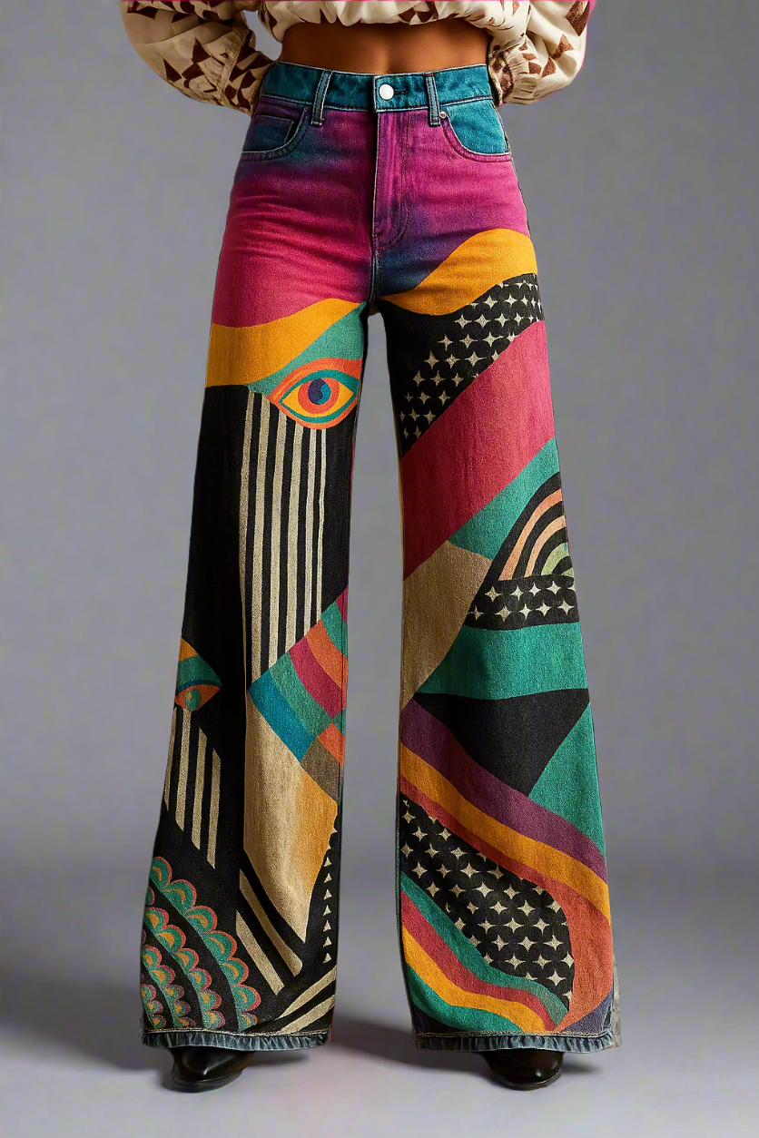 Sophia | Calça Estilosa de Pernas Largas com Estampa