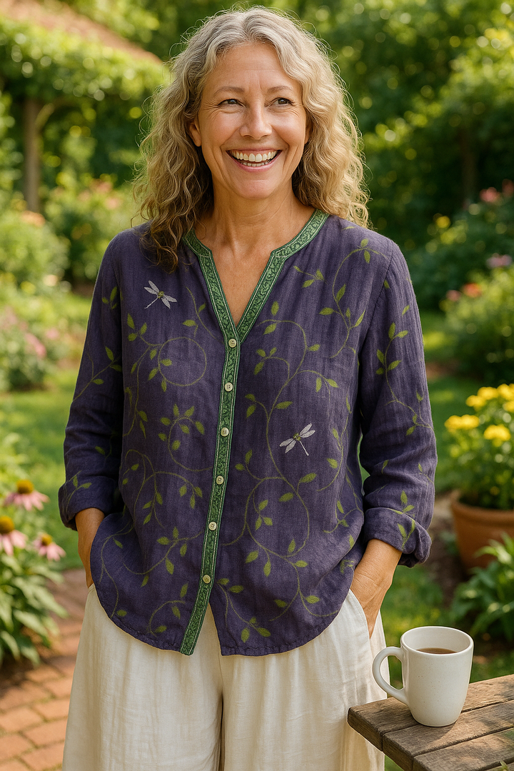 Fern | Blusa relajada con cuello en V – Estilo atemporal, comodidad sin esfuerzo