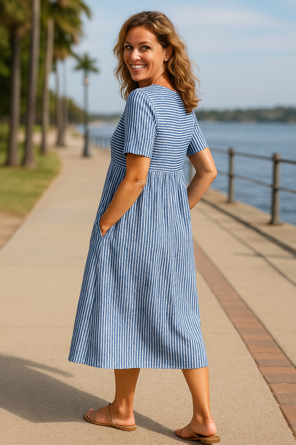 Louise | Vestido Midi a Rayas – Comodidad Sin Esfuerzo, Confianza Diaria