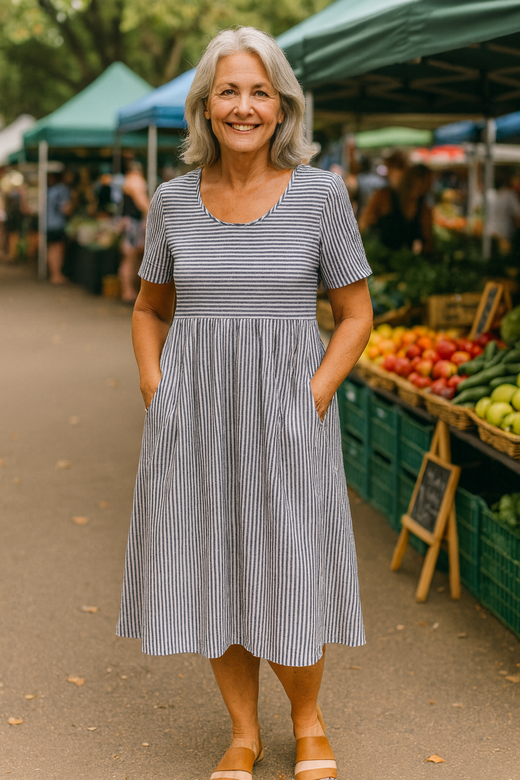 Louise | Vestido Midi a Rayas – Comodidad Sin Esfuerzo, Confianza Diaria