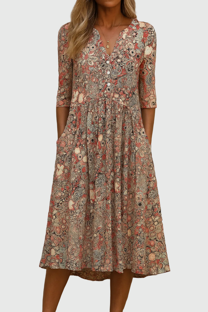 Harlow | Vestido Midi Elegante com Decote V Gracioso