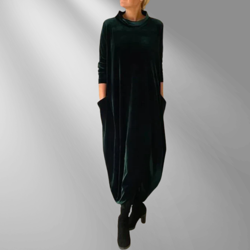 Eloura | Vestido longo de inverno drapeado e relaxado