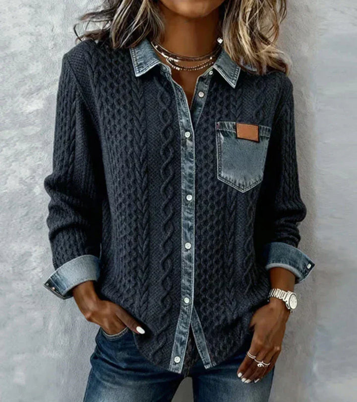 Ceir | Camisa Jeans com Patchwork