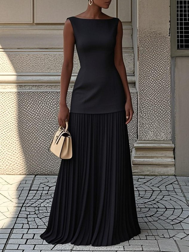 Rowina | Vestido sin Mangas con Pliegues Fluidos