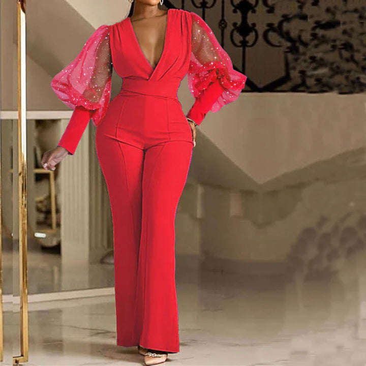 Mikaela Elegant Jumpsuit | Embellished Wrap-Front Jumpsuit