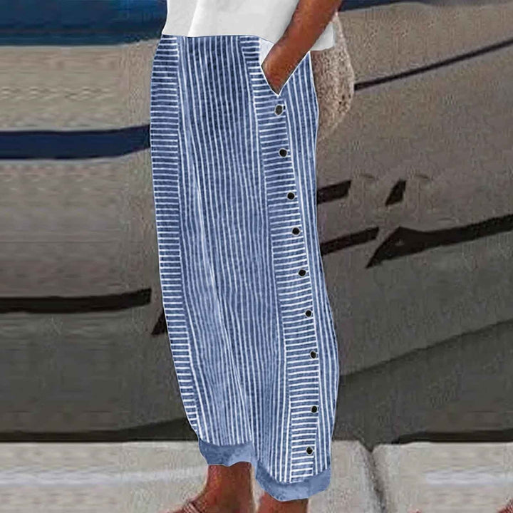 Char – STRIPED BUTTON-ACCENT TROUSERS