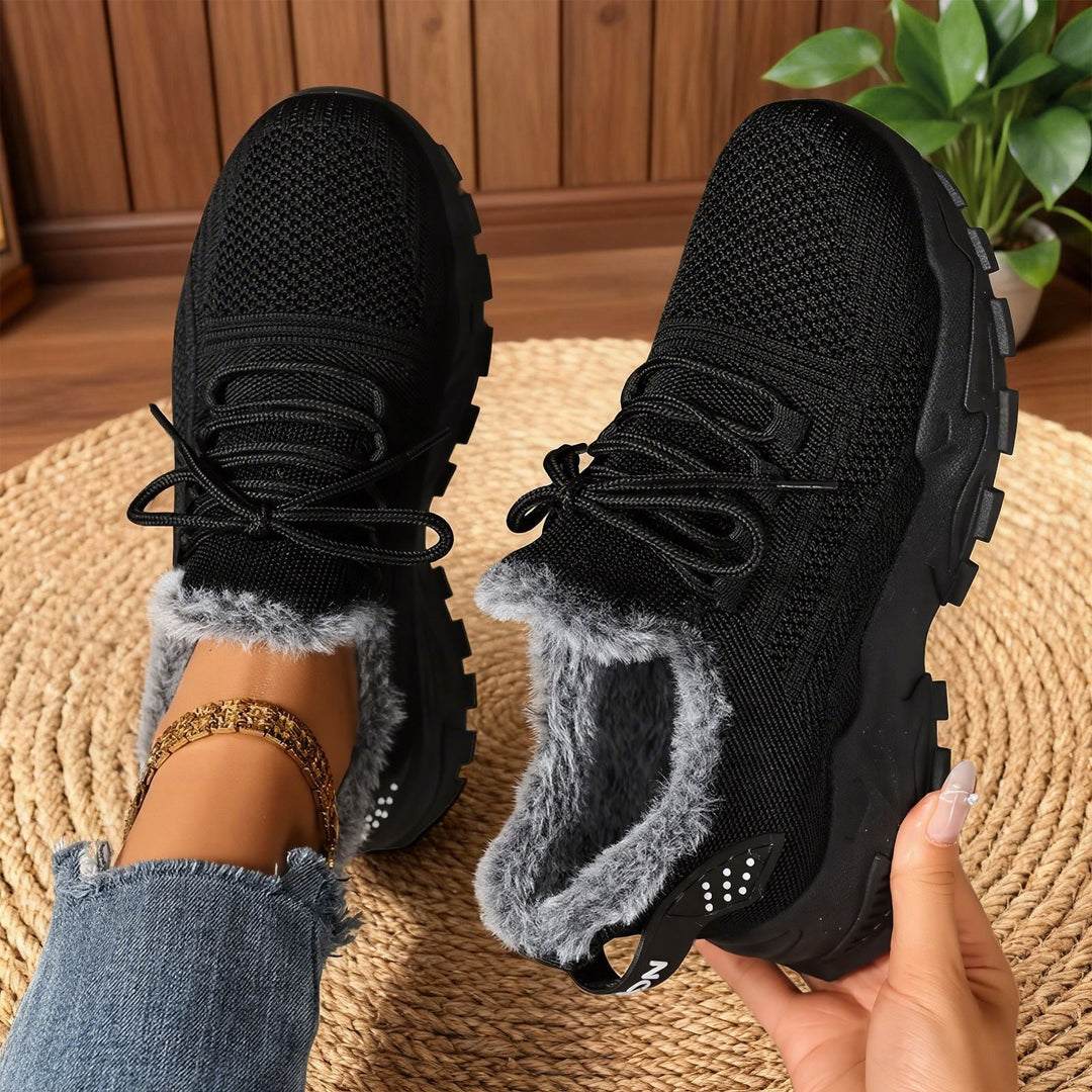 BRYDEE - Zapatillas casuales ligeras de forro polar con cordones