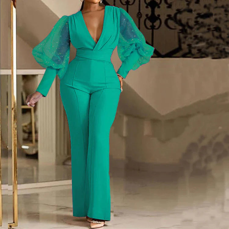 Mikaela Elegant Jumpsuit | Embellished Wrap-Front Jumpsuit