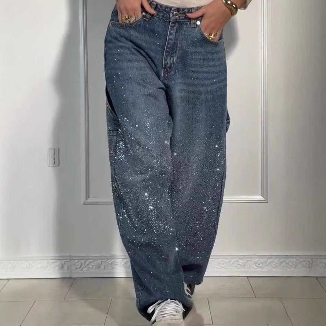 Raphaelle | Pantalones cargo de mezclilla con estrellas a la moda