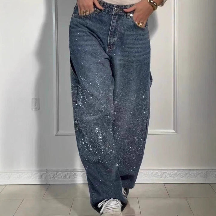 Raphaelle | Pantalones cargo de mezclilla con estrellas a la moda