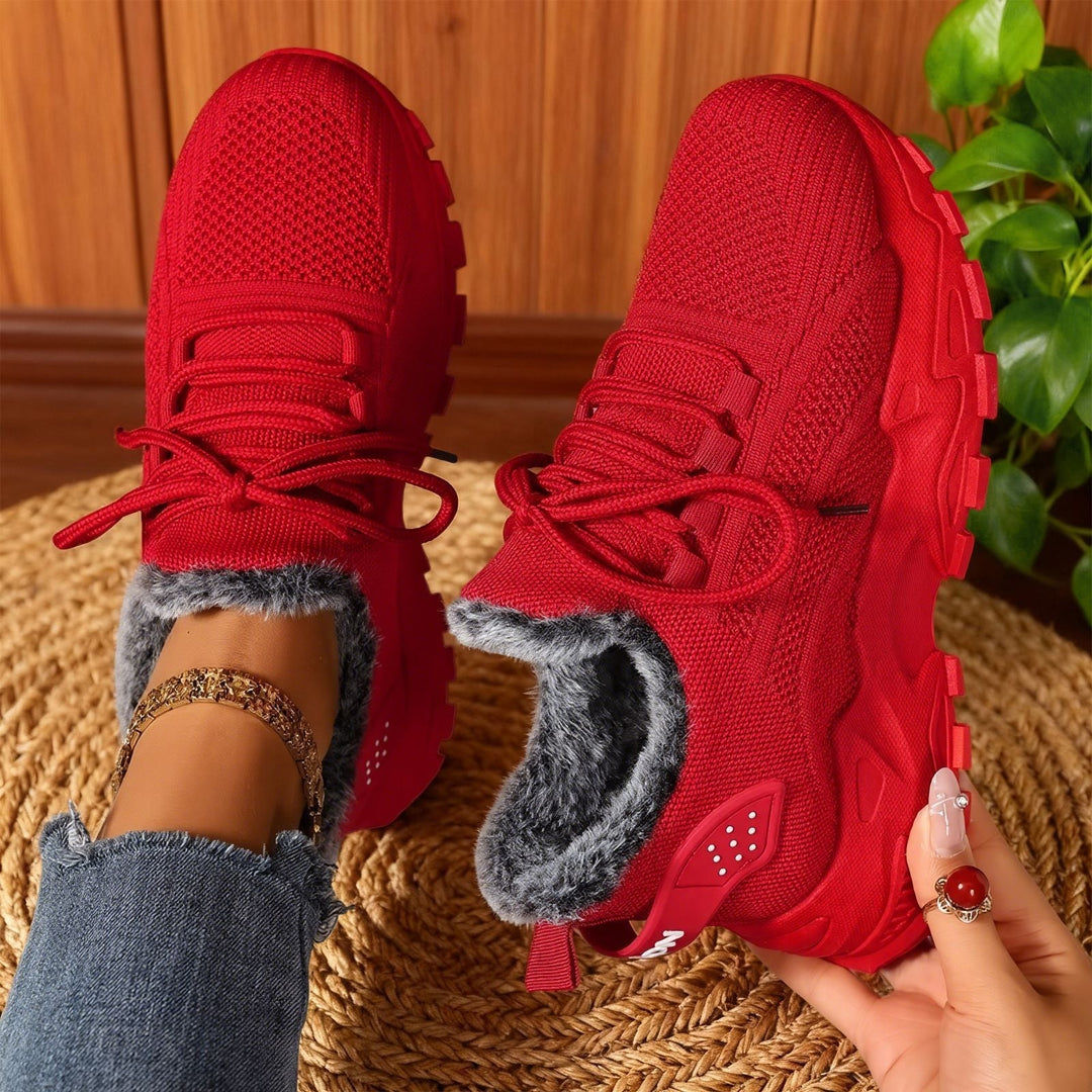 BRYDEE - Zapatillas casuales ligeras de forro polar con cordones