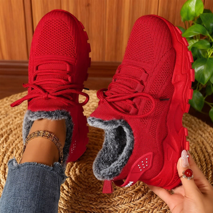 BRYDEE - Zapatillas casuales ligeras de forro polar con cordones