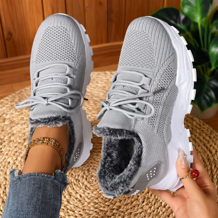 BRYDEE - Zapatillas casuales ligeras de forro polar con cordones