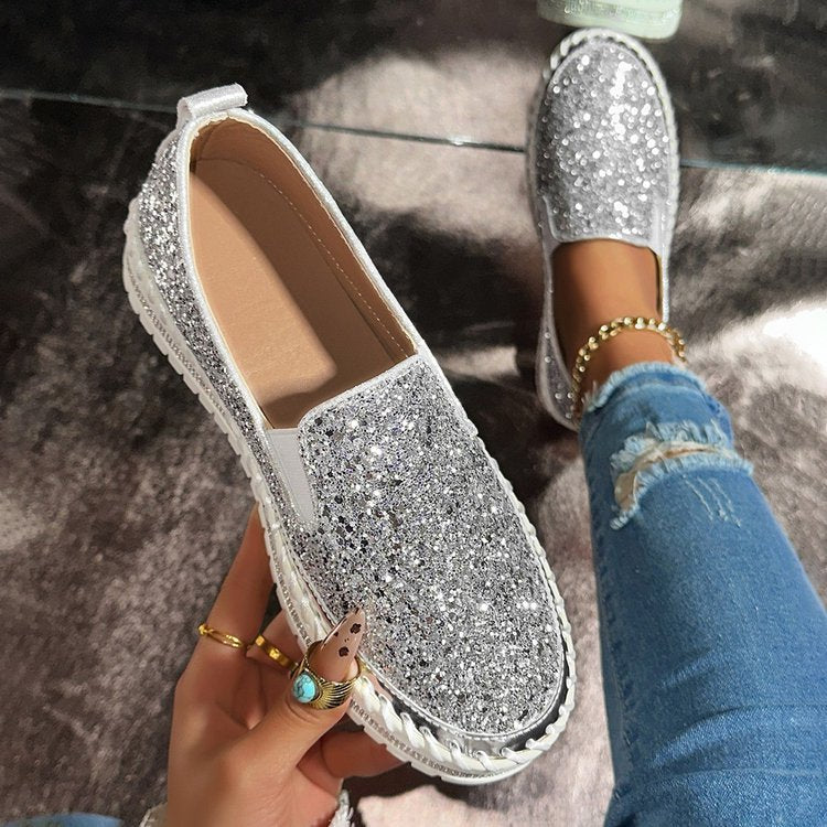 JAMILA - Chic Glitter Decorated Slip-On Loafers