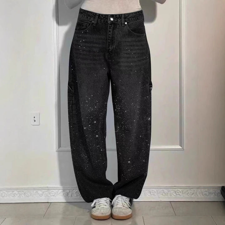 Raphaelle | Pantalones cargo de mezclilla con estrellas a la moda