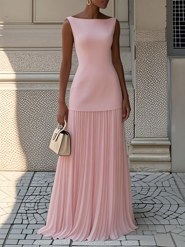 Rowina | Vestido sin Mangas con Pliegues Fluidos