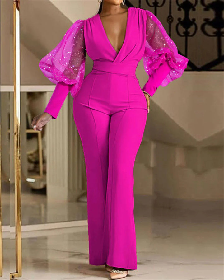 Mikaela Elegant Jumpsuit | Embellished Wrap-Front Jumpsuit