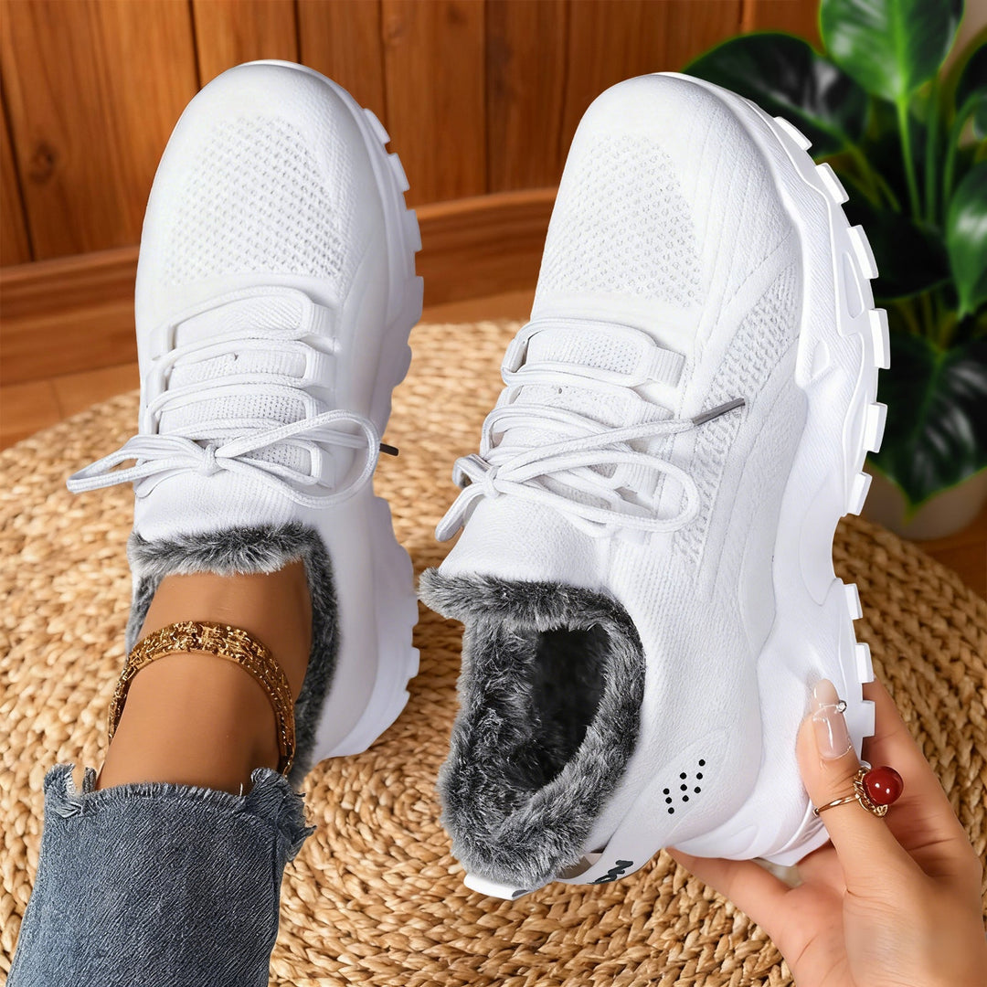 BRYDEE - Zapatillas casuales ligeras de forro polar con cordones