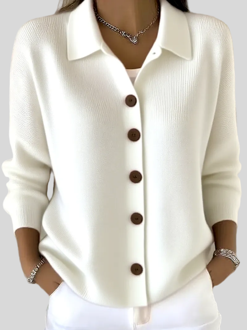 Melaniq | Elegant Collared Knit Cardigan