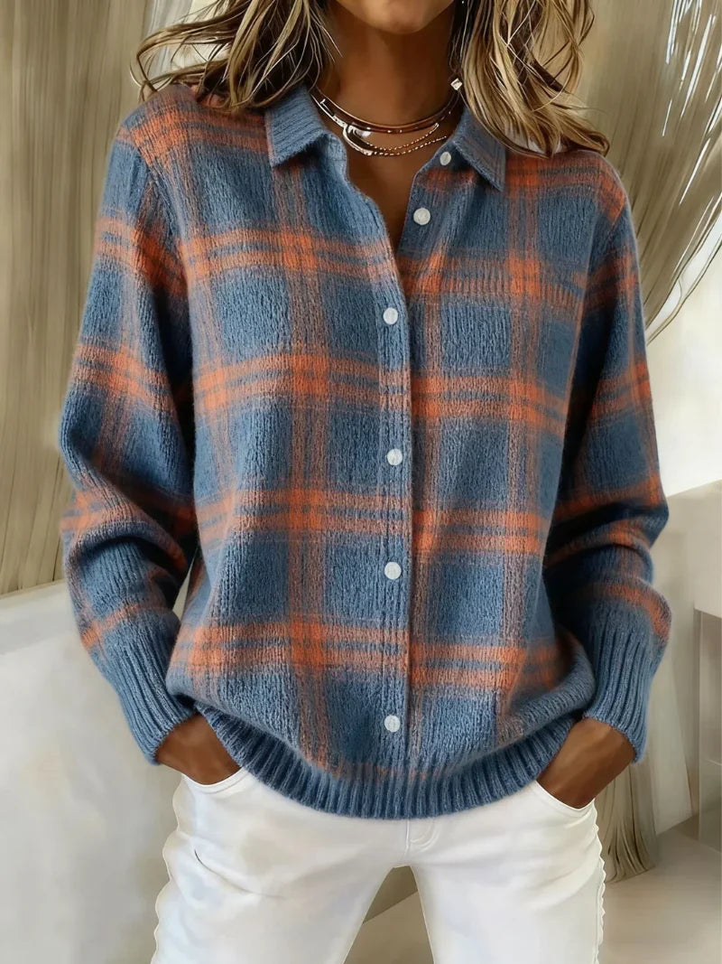 ZAFIRA | Blusa de punto con patrón de cuadros