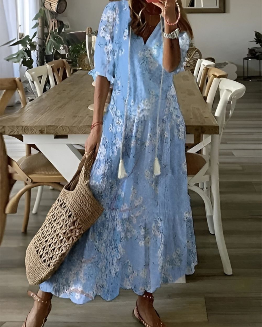 Celina | Vestido Boho com Cobertura para Barriga