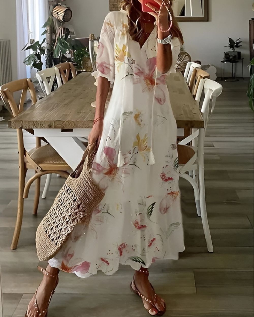 Celina | Vestido Boho com Cobertura para Barriga