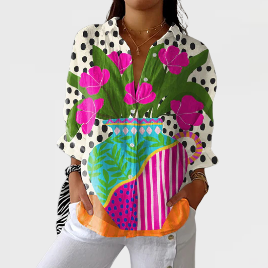 Rachel | Blusa con jarrón floreciente