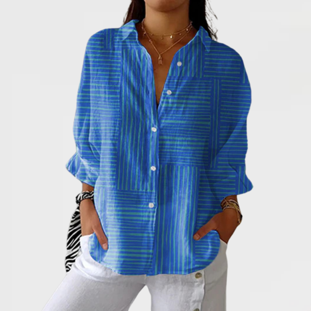 Amy | Blusa Listrada Azul Celeste
