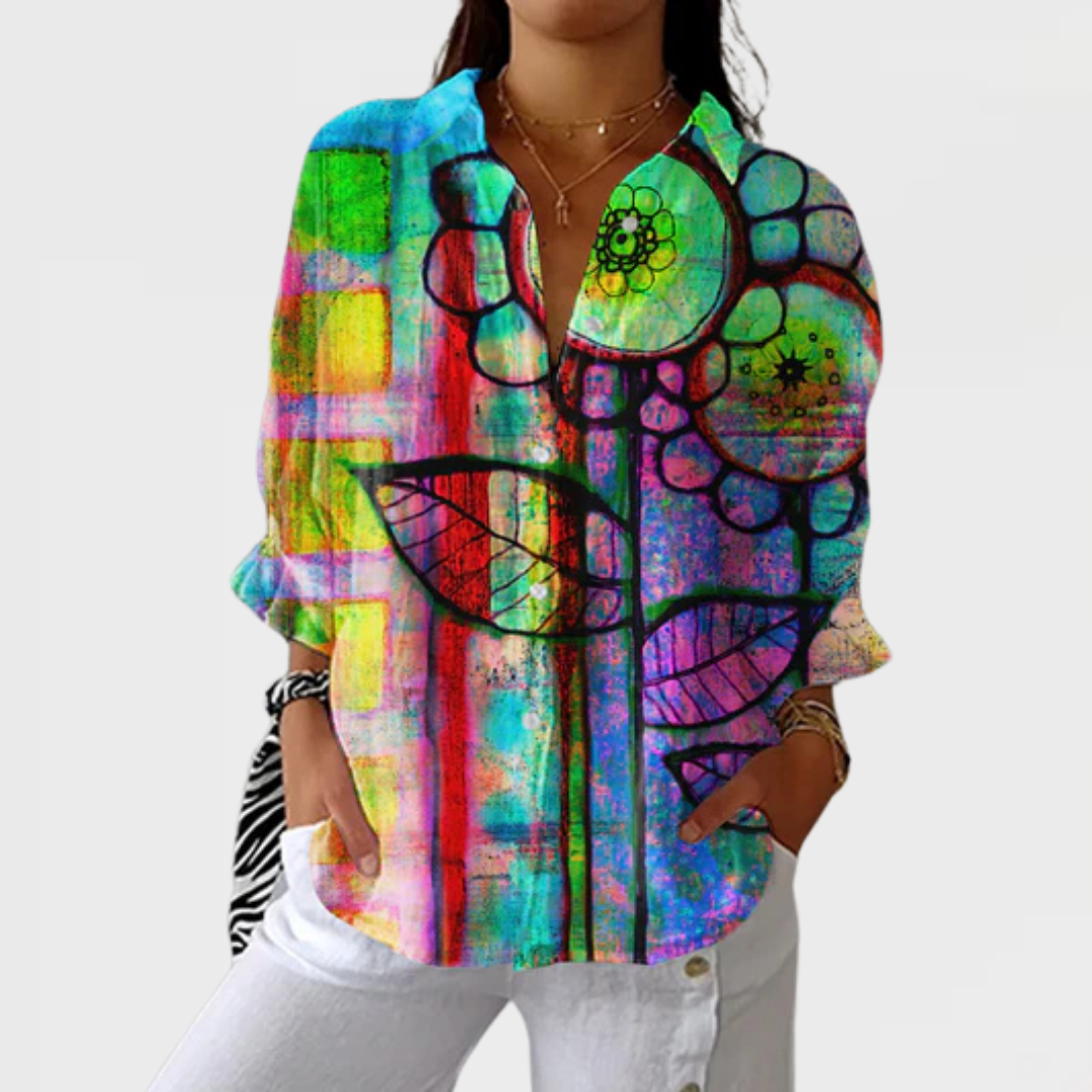 Kimberly | Blusa con flores artísticas