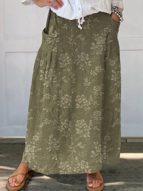 Princess | Falda con cintura elástica y bolsillos de flores vintage