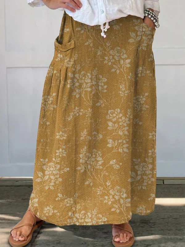 Princess | Falda con cintura elástica y bolsillos de flores vintage