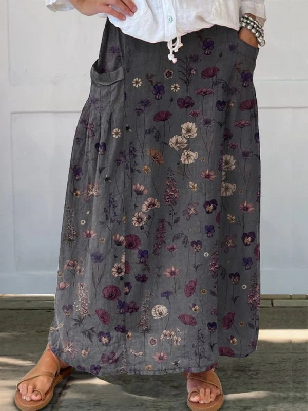 Ivy | Falda con bolsillo y estampado de arte floral