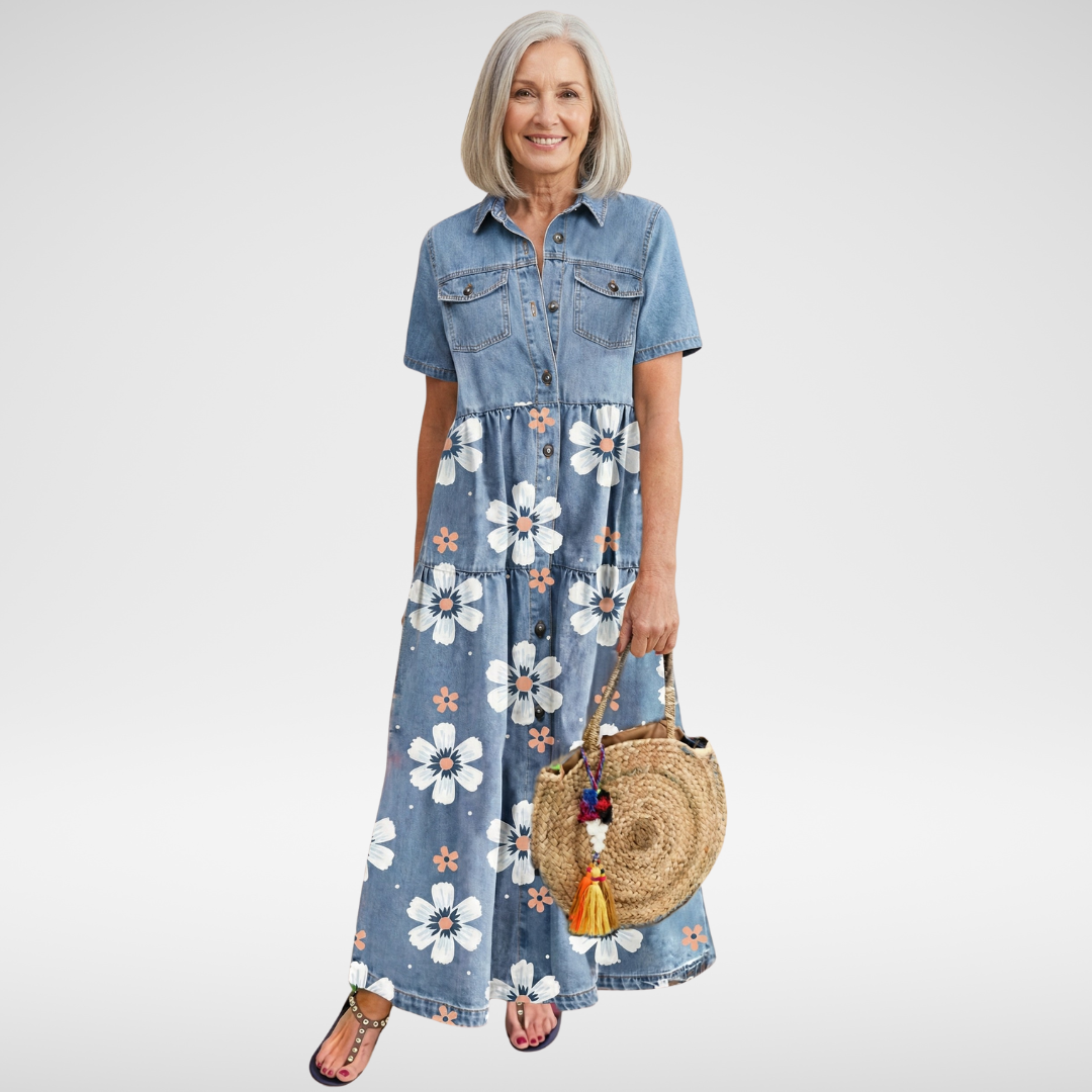 Kirra | Vestido de mezclilla con flores