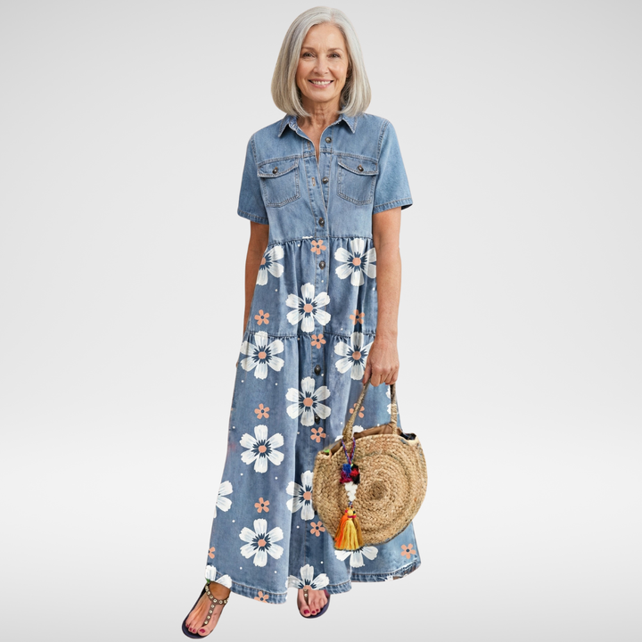 Kirra | Vestido de mezclilla con flores
