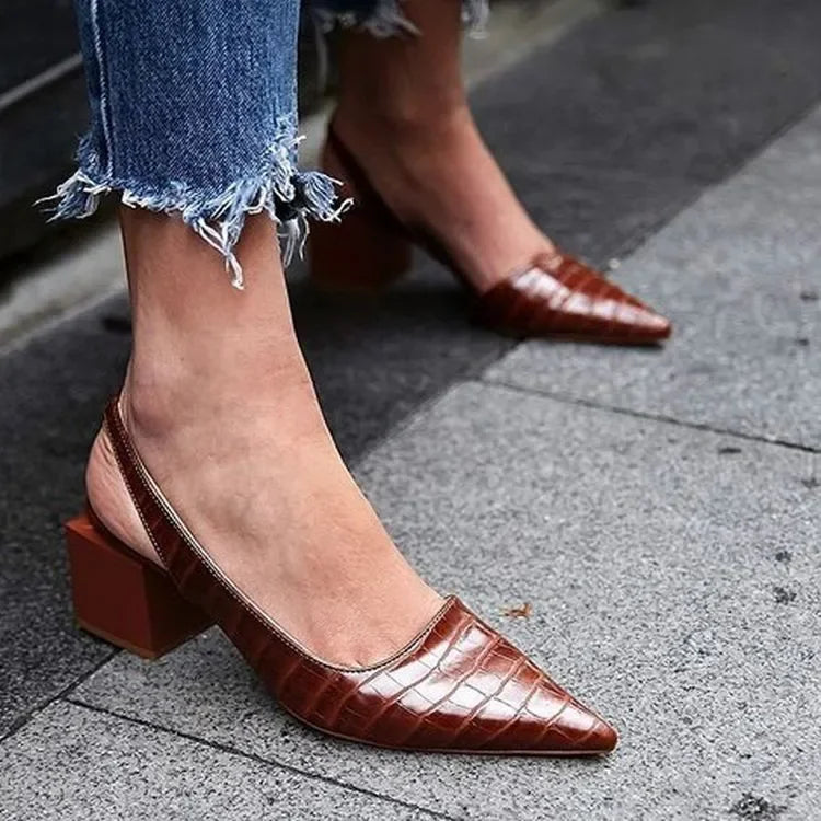 Magda® | Zapatos Ortopédicos de Mujer con Tacón Cuadrado y Estampado de Cocodrilo