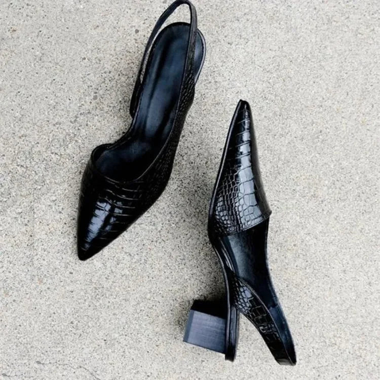 Magda® | Zapatos Ortopédicos de Mujer con Tacón Cuadrado y Estampado de Cocodrilo