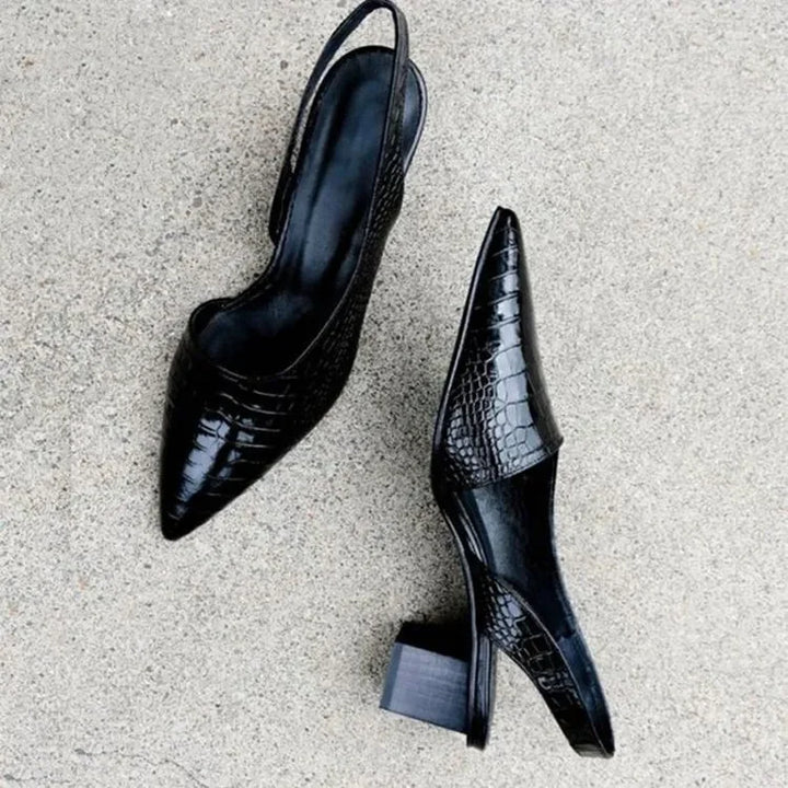 Magda® | Zapatos Ortopédicos de Mujer con Tacón Cuadrado y Estampado de Cocodrilo