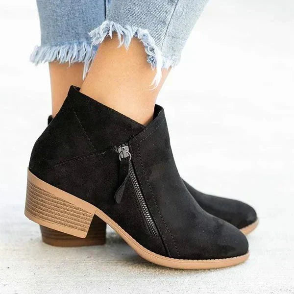 Botines de mujer – diseño con cremallera lateral y tacón bajo