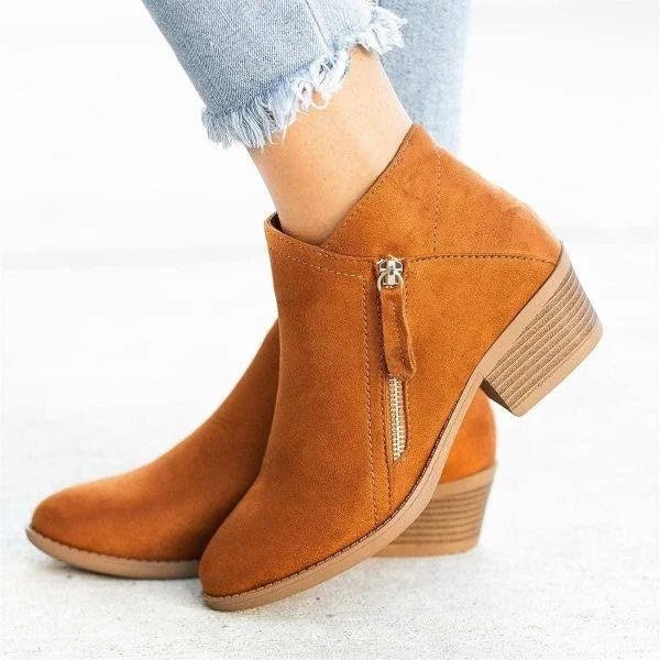 Botines de mujer – diseño con cremallera lateral y tacón bajo