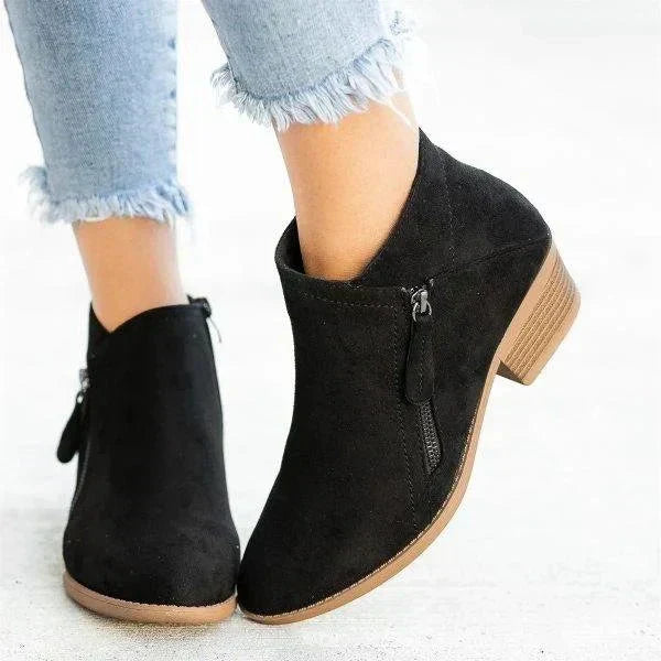 Botines de mujer – diseño con cremallera lateral y tacón bajo
