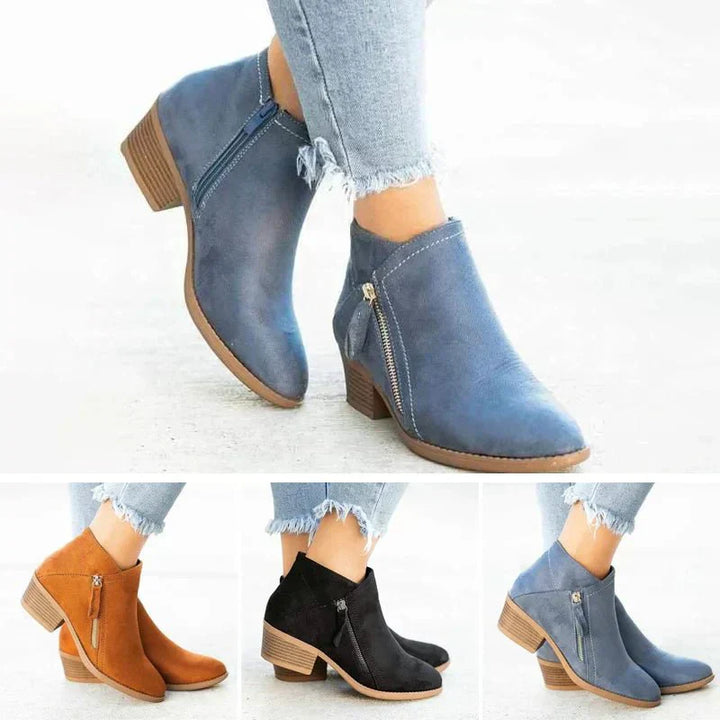 Botines de mujer – diseño con cremallera lateral y tacón bajo