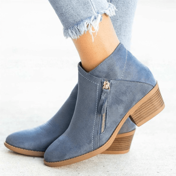 Botines de mujer – diseño con cremallera lateral y tacón bajo